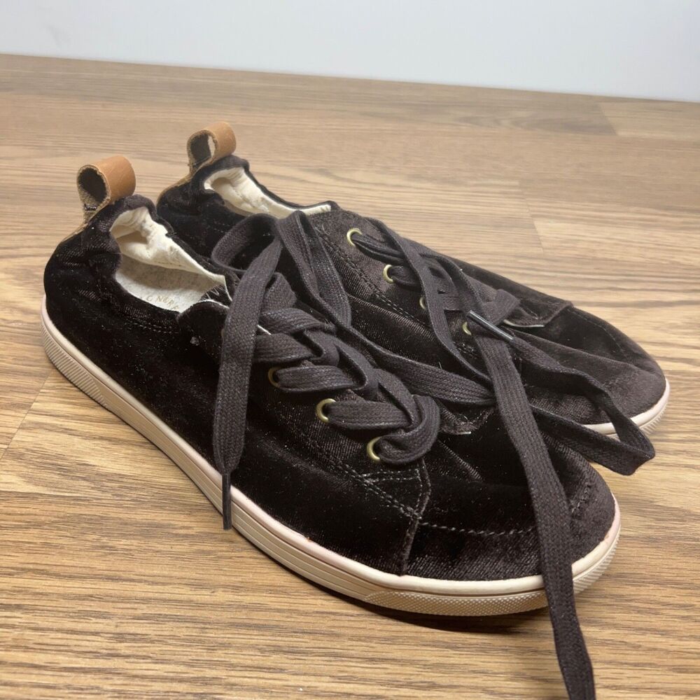 Revitalign Santa Clara Betta Orthotic Sneaker Brown Lace Up Velvet Shoes Size 8B